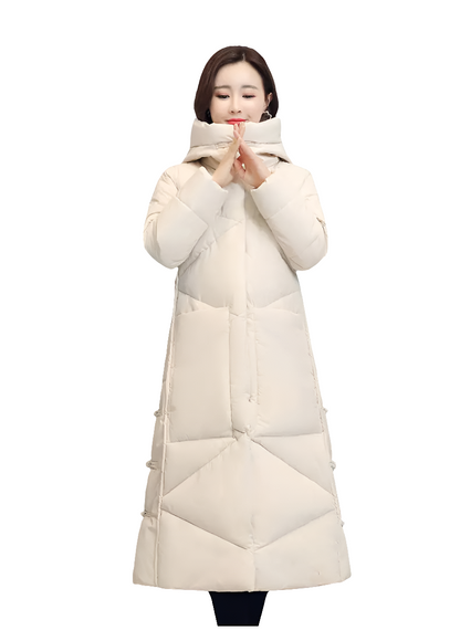 Stylish women's outdoor winter jacket with a comfortable fit, detailed with high-quality materials like cotton and polyester, designed for warmth and fashion.