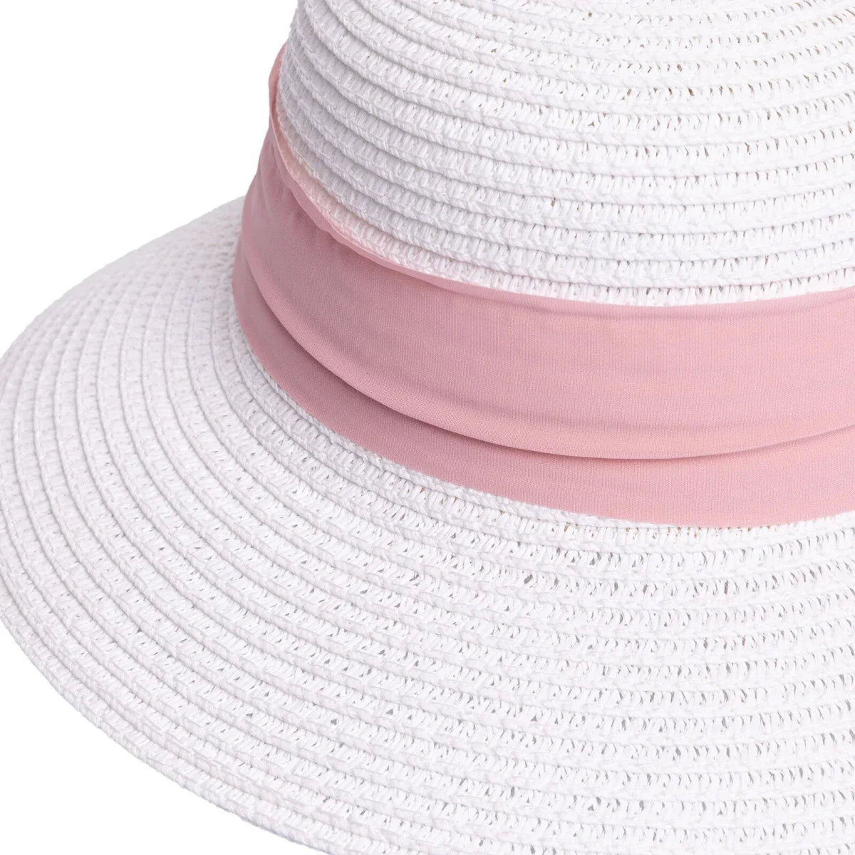 HelloBaby Baby Girl Straw Ribbon Hat - White