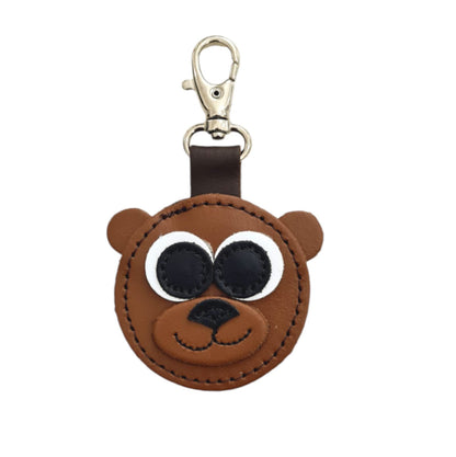 Exquisite Handmade Brown Bear Leather Bag Charm featuring unique craftsmanship, measuring 55 x 70 mm, perfect for adding a luxurious touch to bags.