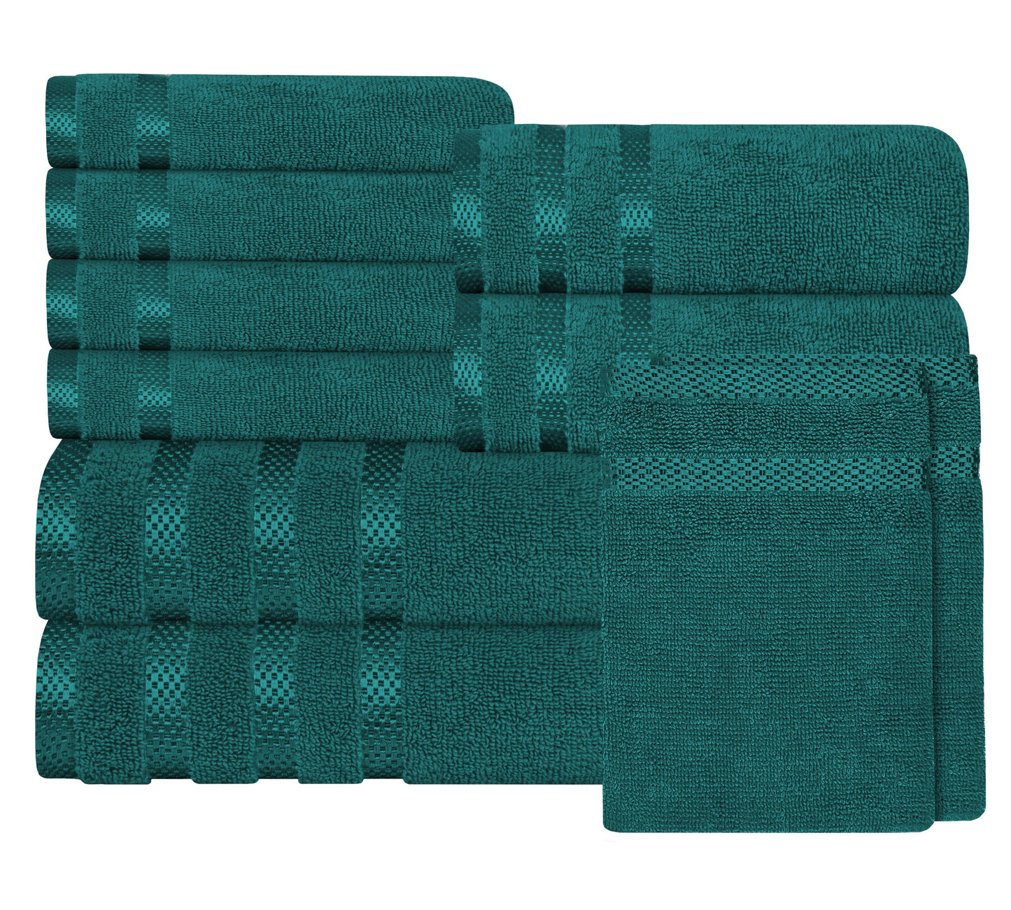 Luxurious Belmont Jade Green Stripe Bath Towels displayed elegantly, highlighting soft texture and absorbent quality in a stylish bathroom setting.
