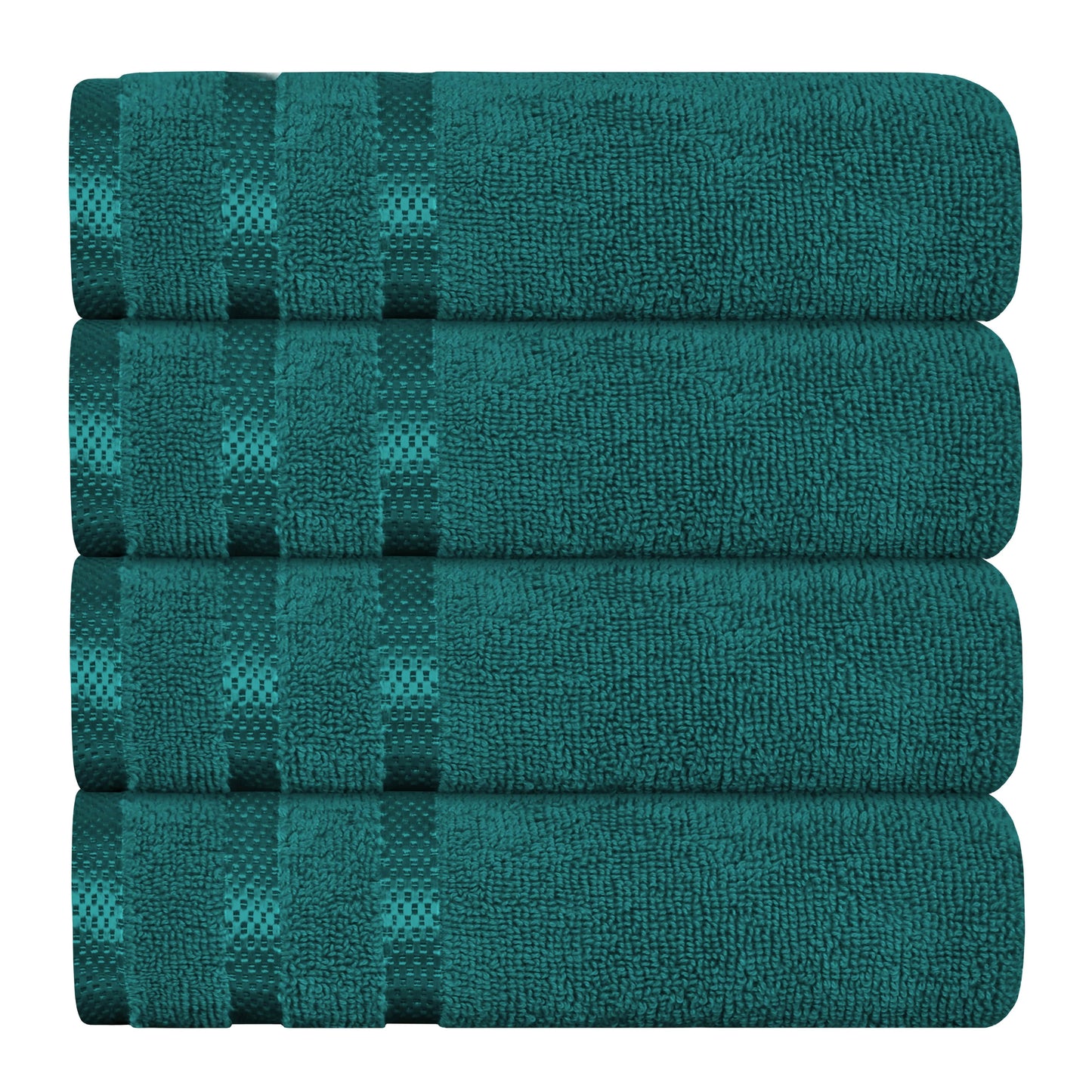 Set of face cloths from the Belmont Jade Green Stripe Towel Set, ideal for cleansing, featuring a lush jade green design for a sophisticated touch.