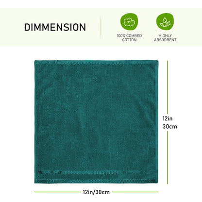 Elegant collection of face cloths in jade green from the Belmont towel set, designed for maximum softness and effective cleansing.