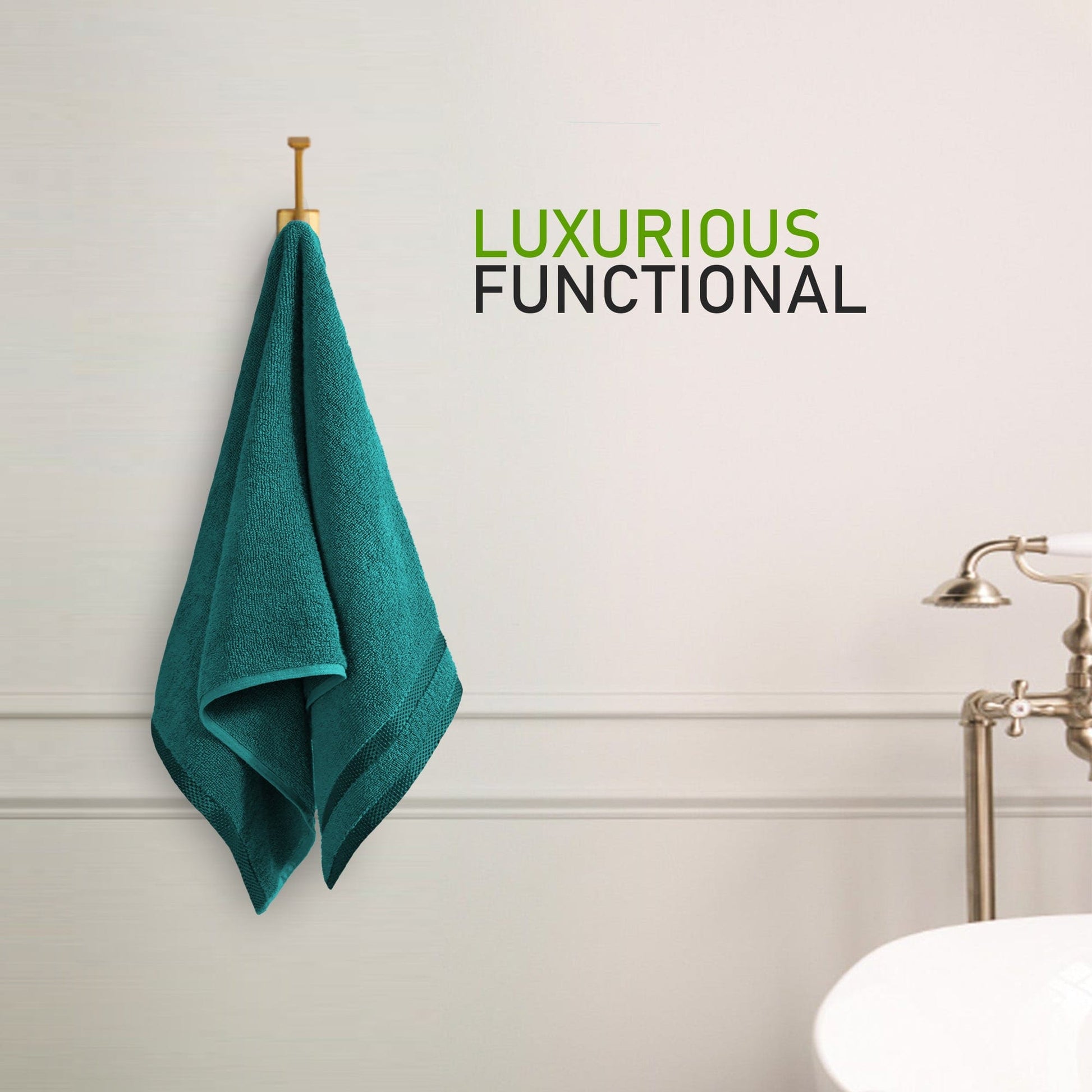 Luxurious Belmont Jade Green Stripe Towels Set by OLIVIA ROCCO, featuring 10 pieces including 4 hand towels and 12 face cloths, crafted from 100% cotton for superior absorbency and softness, ideal for a stylish bathroom upgrade.