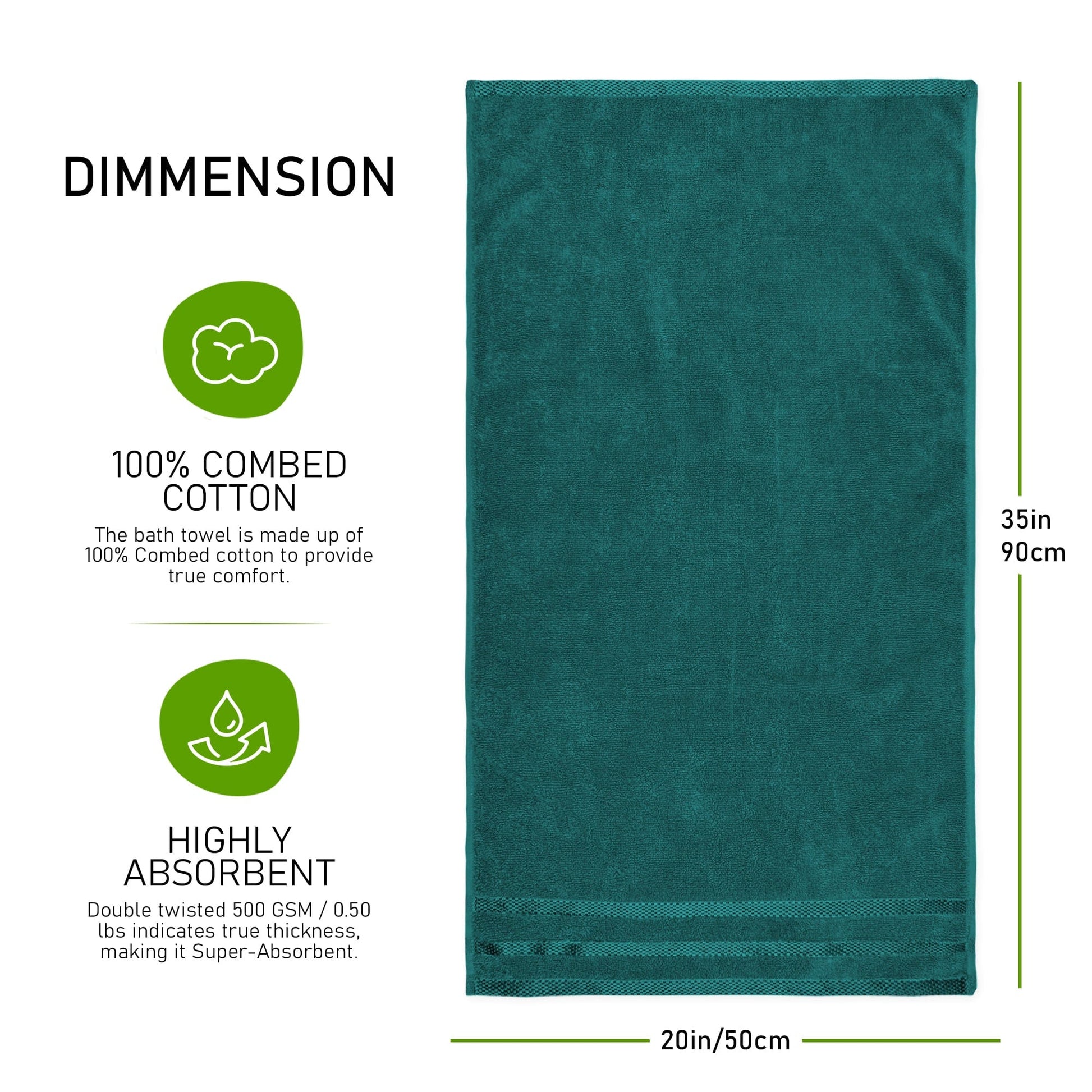 Jade green stripe detail featured on the Belmont Towels, highlighting the stylish design and supreme absorbency of this luxury cotton towel set.