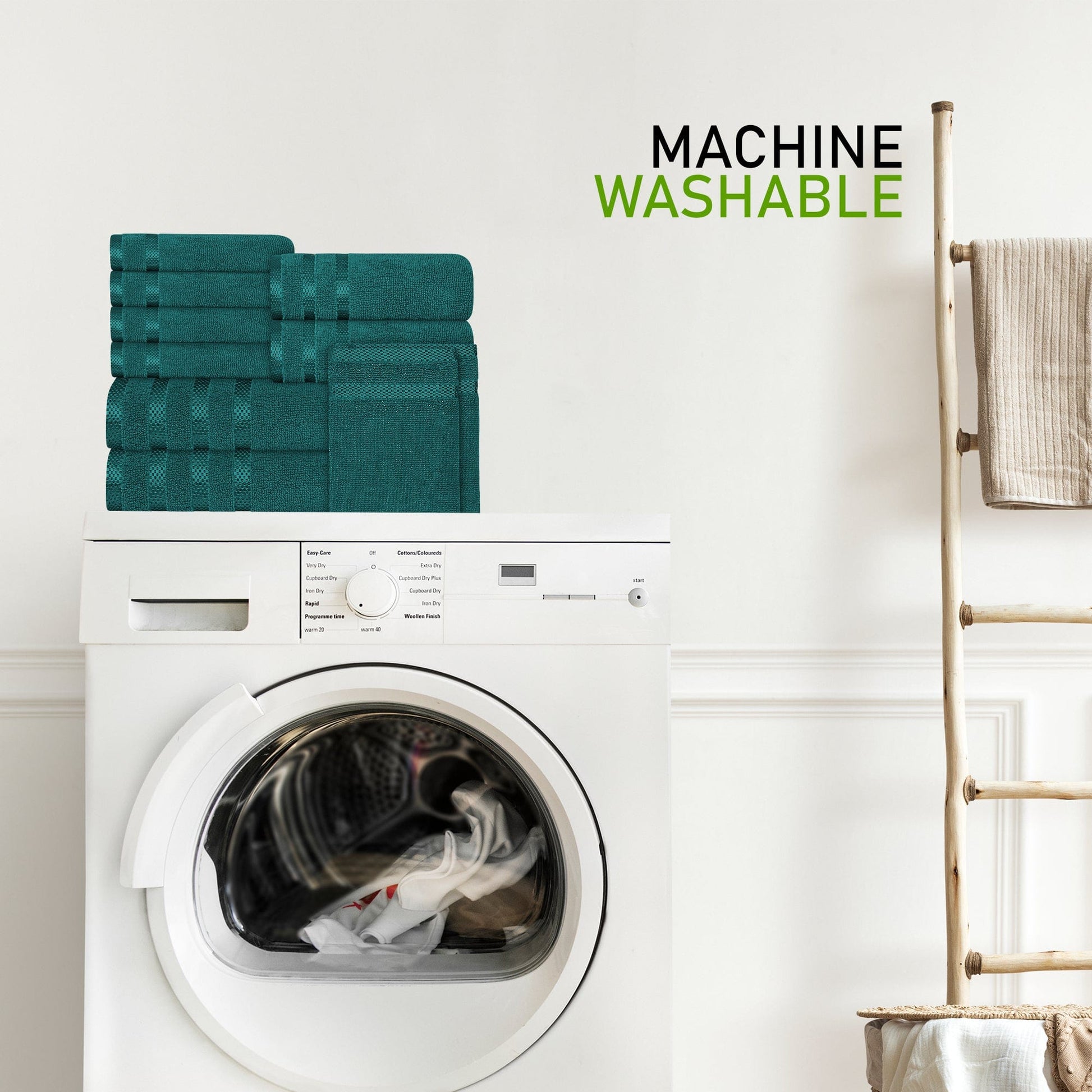 Close-up of the Belmont Jade Green Stripe detailing on premium towels, emphasising superior quality and sophisticated style for enhancing luxury bath experiences.