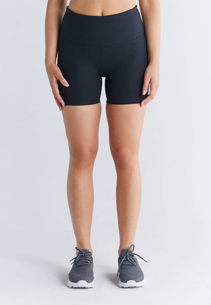 Chic and sustainable sports shorts for women made from organic cotton, highlighting a comfortable fit and eco-conscious craftsmanship.