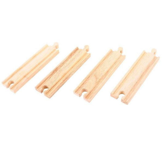 Big Jigs Wooden Train Set Accessories - Medium Straights (set of 4)