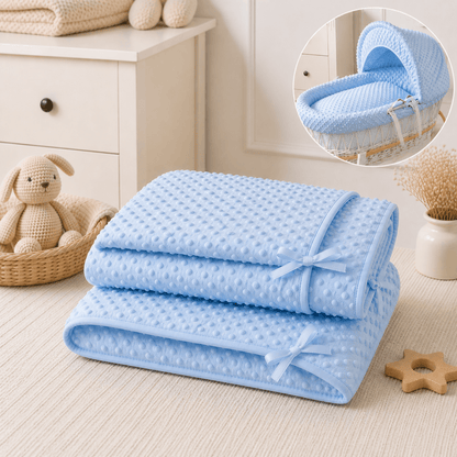 Blue Dimple Moses Basket Bedding Set