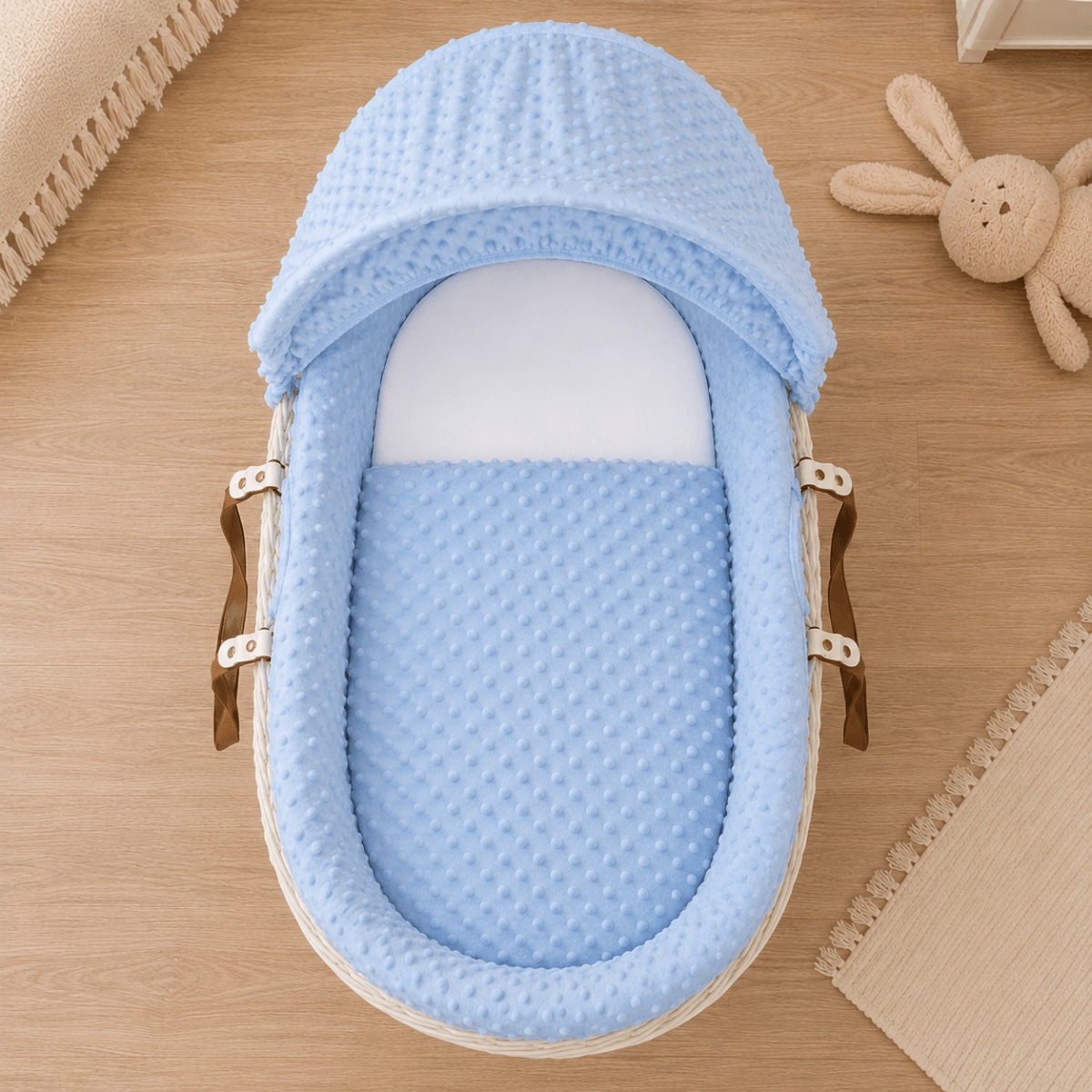 Blue Dimple Moses Basket Bedding Set