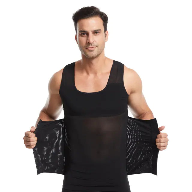 Men's Compression Shirt Slimming Body Shaper Vest designed for optimal comfort and style during fitness routines.
