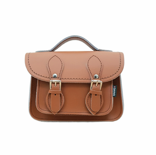 Exquisite Handmade Burnt Orange Leather Micro Satchel showcasing its rich hue and elegant craftsmanship.