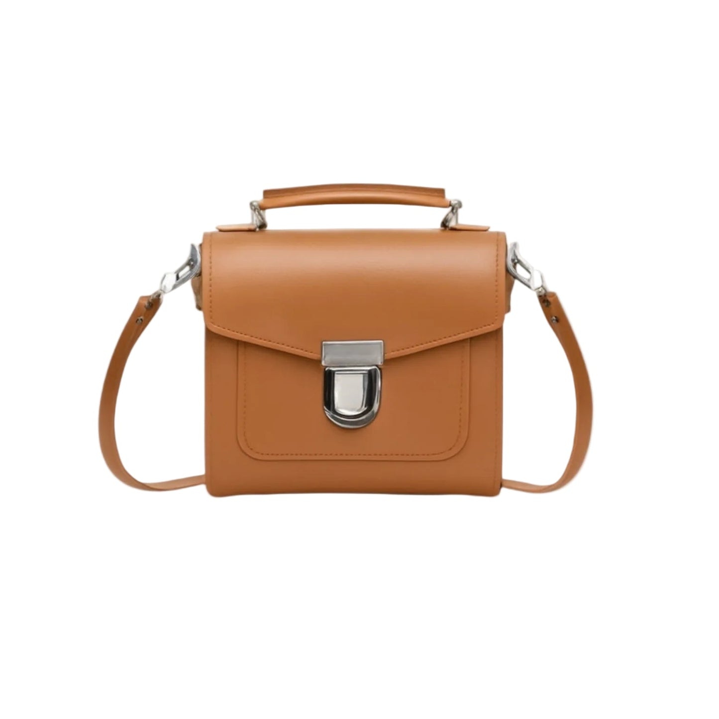 Handmade Burnt Orange Leather Sugarcube Handbag - Adjustable Clutch in Plus Size