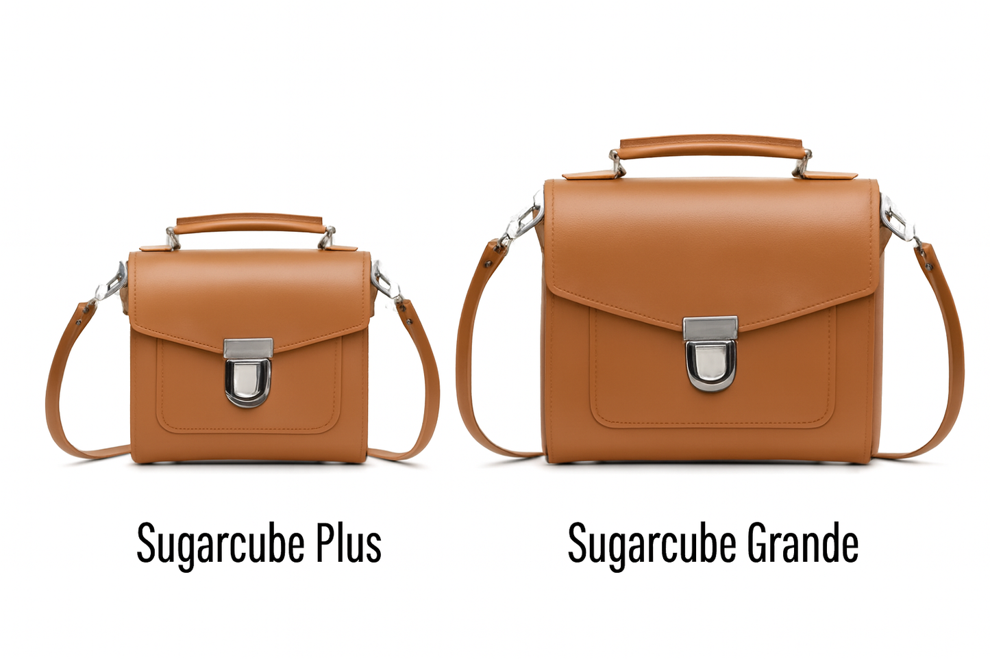 Handmade Burnt Orange Leather Sugarcube Handbag - Adjustable Clutch in Plus Size