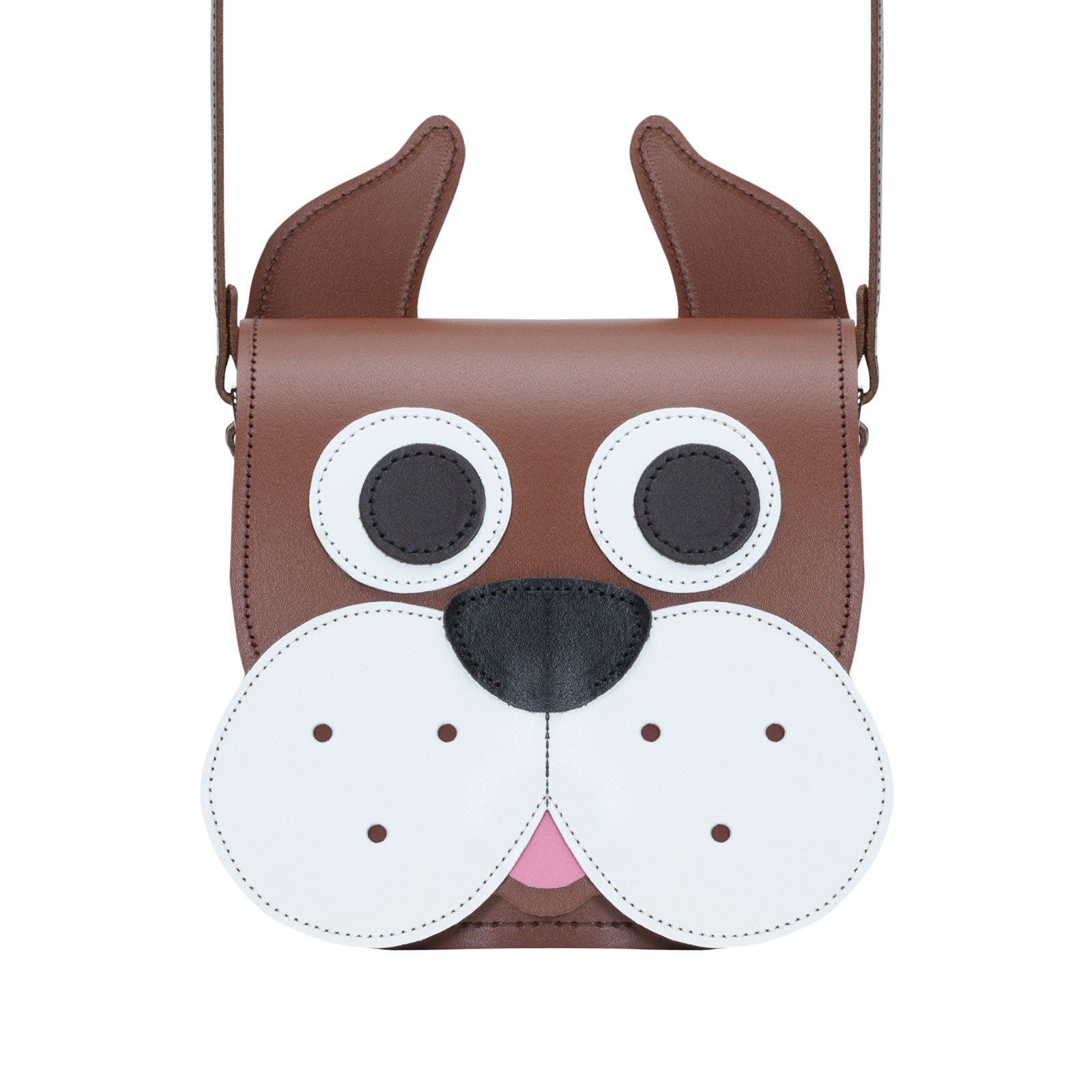 Buster Handmade Leather Dog Bag showcasing unique animal design and exquisite craftsmanship, perfect for stylish pet outings.
