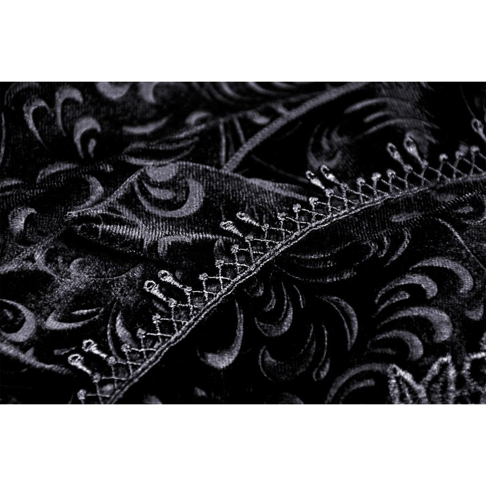 Elegant Dark In Love velvet fishtail midi skirt featuring intricate lace appliqué and stylish corset lacing - perfect for evening wear.