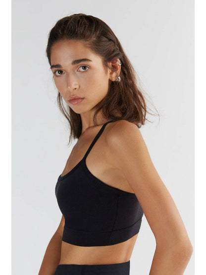 Luxurious Tencel bra top for women featuring soft micromodal fabric, form-fitting design, and elegant spaghetti straps.