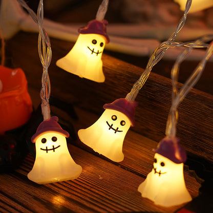 PVC Soft Material Halloween Lighting Chain showcasing playful ghost designs, providing a warm glow that elevates your indoor and outdoor Halloween ambience.