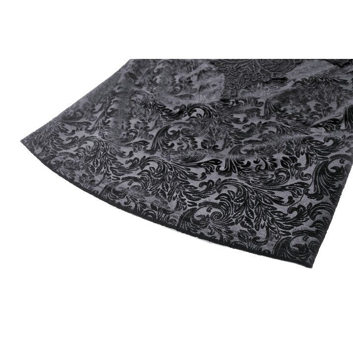 Elegant Dark In Love Cyra Gothic Jacquard Velvet Top showcasing intricate embroidered lace neckline and luxurious bell sleeves.