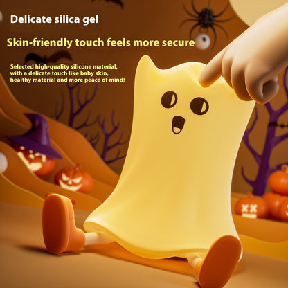Detailed view of the Ghost Silicone Night Light, emphasising its luxurious craftsmanship and soft-touch silicone material, ideal for adding sophistication to Halloween decor.