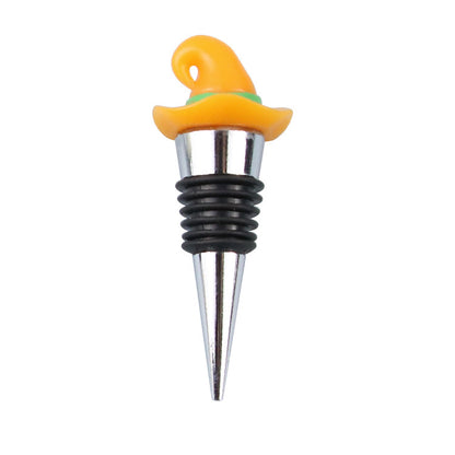 Sophisticated Halloween Sealed Stopper Vacuum Resin Wine Bottle Stopper in a vibrant orange witch's hat design, enhancing the elegance of your wine collection for Halloween events.