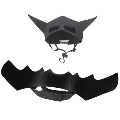 Luxury Halloween Pet Costume: Bat Wings Mask and Corset Set for Dogs and Cats - Elegant bat mask and wing harness for stylish pets.