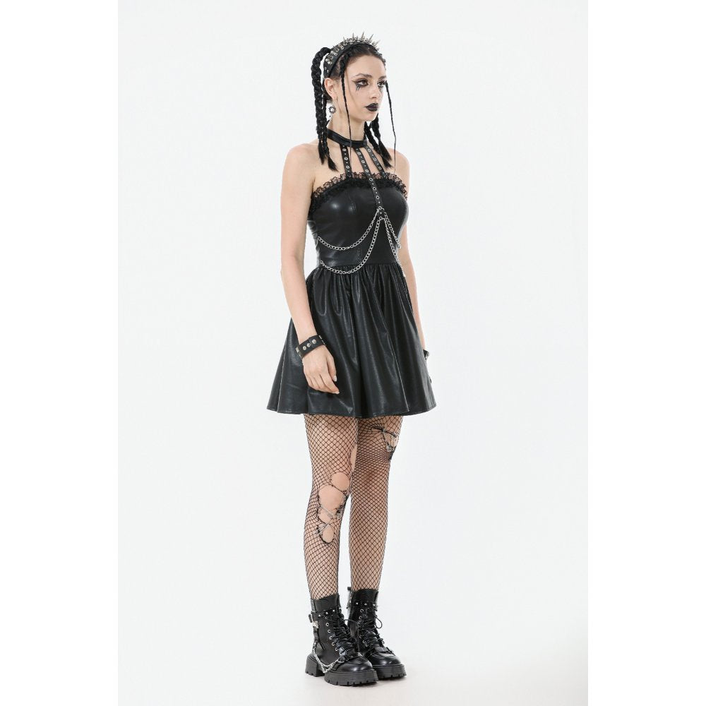 Elegant back view of the Dark In Love Valentina Red Velvet Dress illustrating the back zip closure and stunning fit, ideal for gothic-themed occasions.