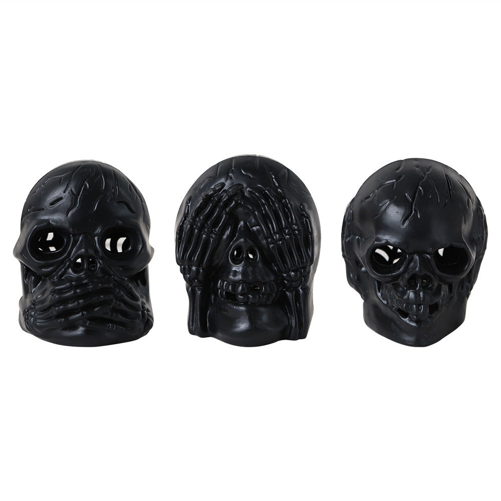 Luxury Halloween Skull Light Party Atmosphere Decoration featuring three black skull designs, perfect for elevating your Halloween décor.