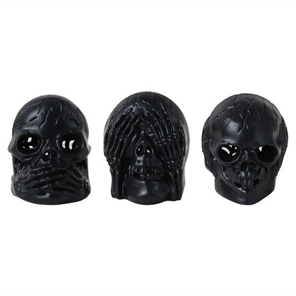 Luxury Halloween Skull Light Party Atmosphere Decoration featuring three black skull designs, perfect for elevating your Halloween décor.