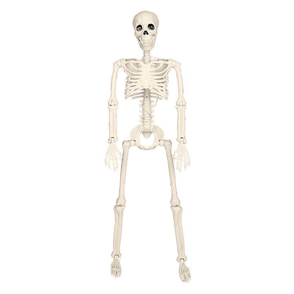 90cm Warm Light Stand-able Hanging Halloween Luminous Skeleton in a pristine view, highlighting detailed features for upscale Halloween decoration.