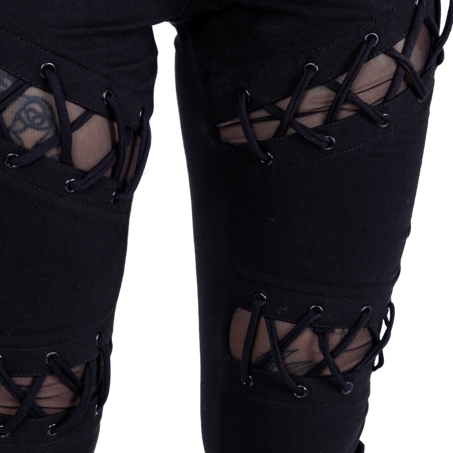 Vixxsin Calais Lace Up Leggings displayed on model, exuding confidence and fashion-forward flair, perfect for edgy street style.