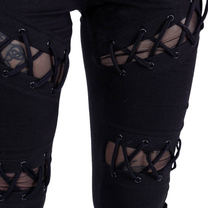 Vixxsin Calais Lace Up Leggings displayed on model, exuding confidence and fashion-forward flair, perfect for edgy street style.