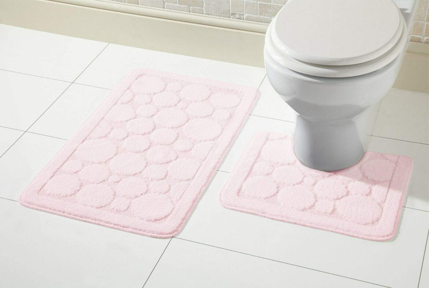 Cali Luxury Soft Non-Slip Ultra Absorbent Bath Mat Set in elegant design, featuring plush textures and practical dimensions of 50x80cm and 50x38cm, perfect for enhancing bathroom comfort and style, available in various colours.
