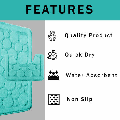 Elegant Cali Bubble Pedestal Mat in soft duck egg colour, displaying premium quality fabric with non-slip backing.