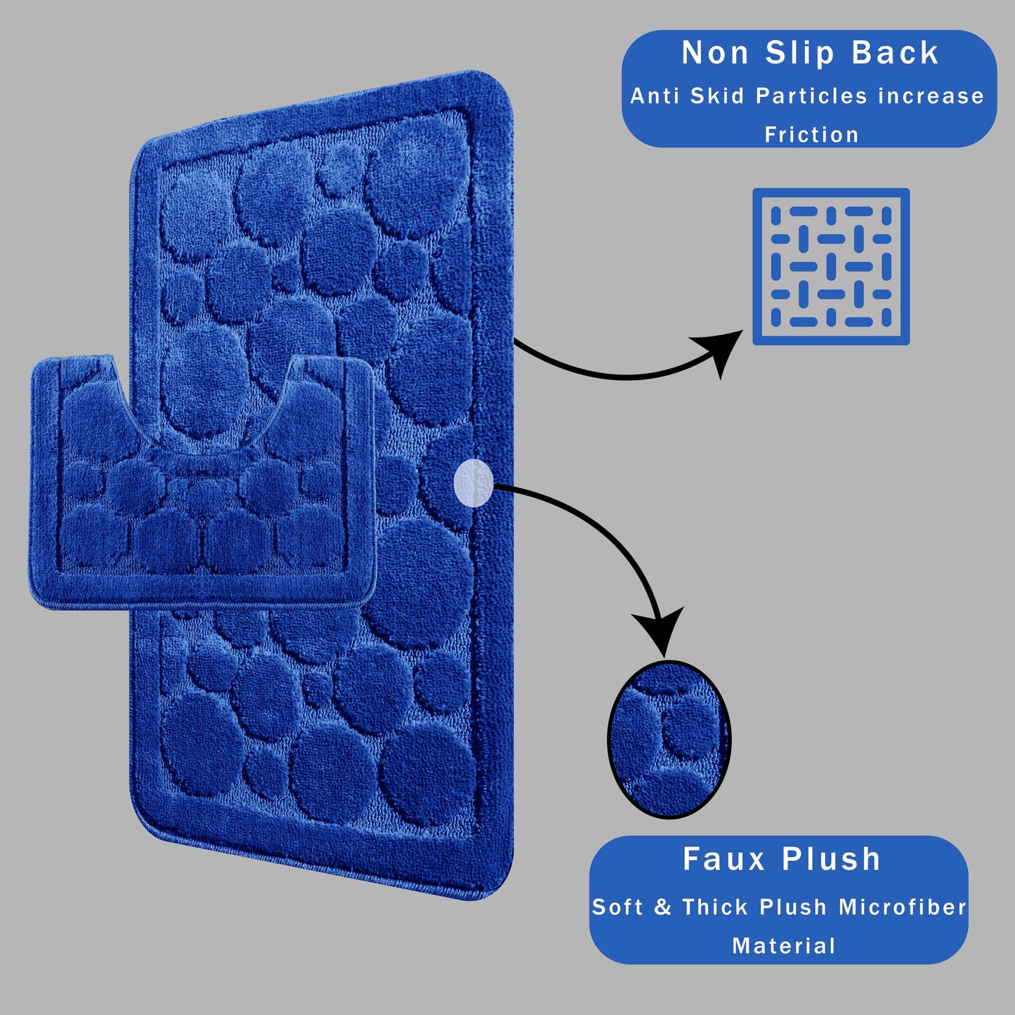 Elegant Royal Blue Pedestal Mat from the Cali Bubbles Set, designed for comfort and style, suitable for various bathroom layouts.
