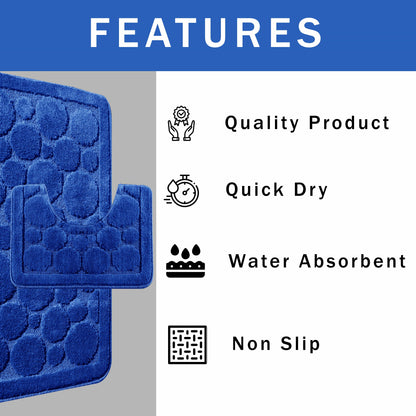 Non-slip base of the Cali Bubbles Royal Blue Bath Mat Set, ensuring safety and stability in your bathroom with chic design and functionality.