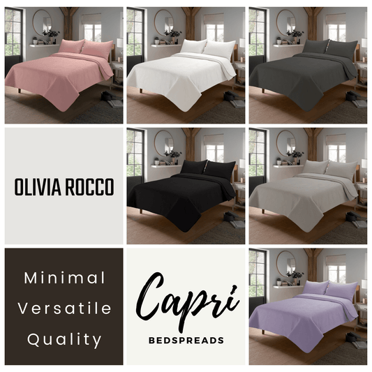 Capri Embossed Luxury Bedspread Set featuring premium quilted detailing, elegant design in sumptuous fabric.