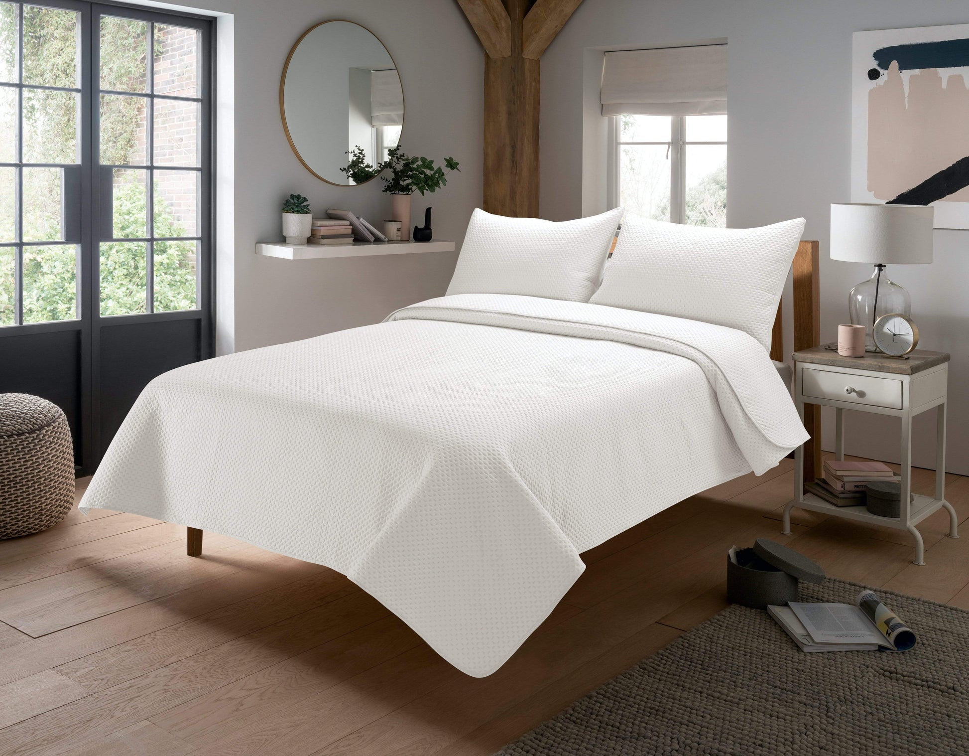 Capri Embossed Luxury Bedspread Set featuring sophisticated quilted design, perfect for elegant home decor, 240 x 260 cm with decorative pillow shams by OLIVIA ROCCO.