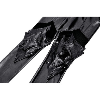 Isadora leggings in a full-length view, highlighting the stunning spliced design and high-quality PU faux leather texture by Dark in Love.