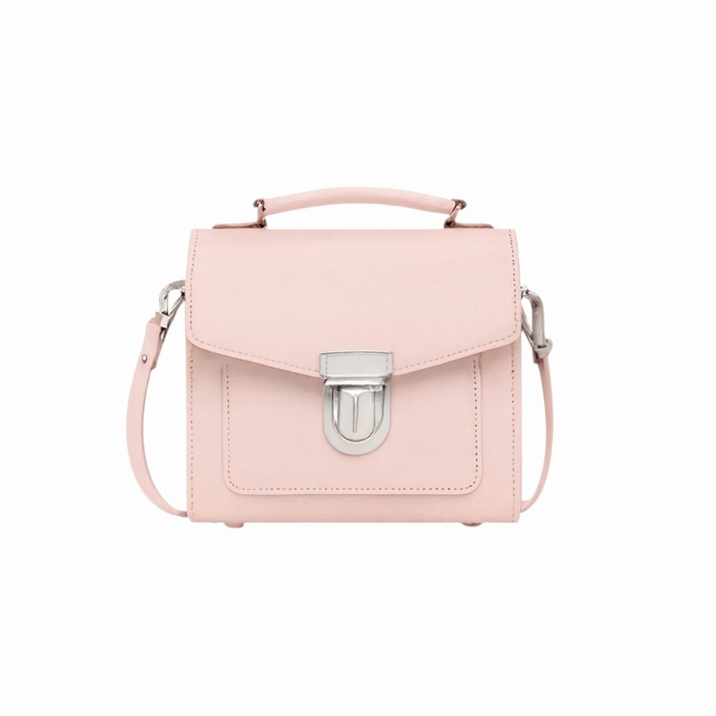 Luxurious Handmade Leather Sugarcube Handbag in Cherry Blossom - Plus Size, Adjustable & Detachable Strap