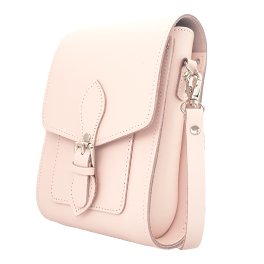Elegant Handmade Cherry Blossom Leather Festival Phone Bag showcasing premium leather craftsmanship with a chic adjustable strap and magnetic closure, perfect for festivals.