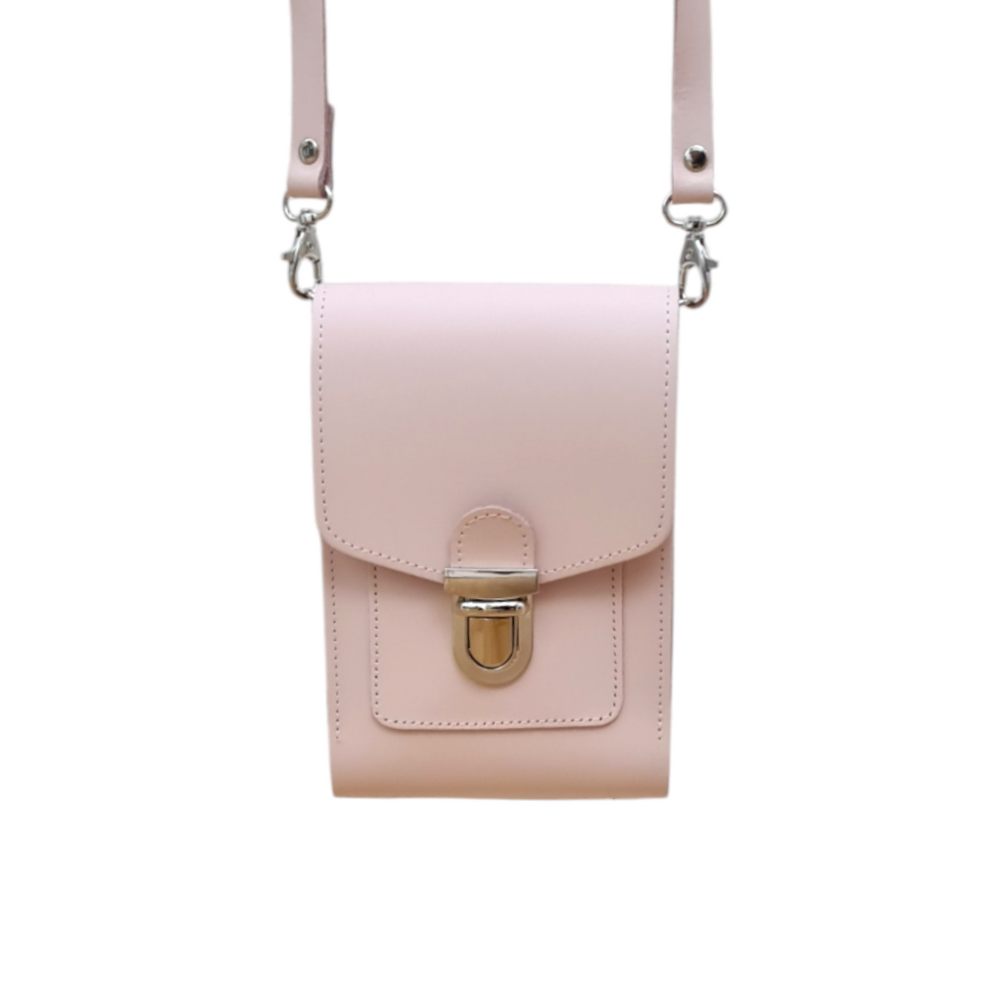 Luxury handmade cherry blossom leather crossbody phone case by Zatchels, featuring an adjustable strap and elegant minimalist design.