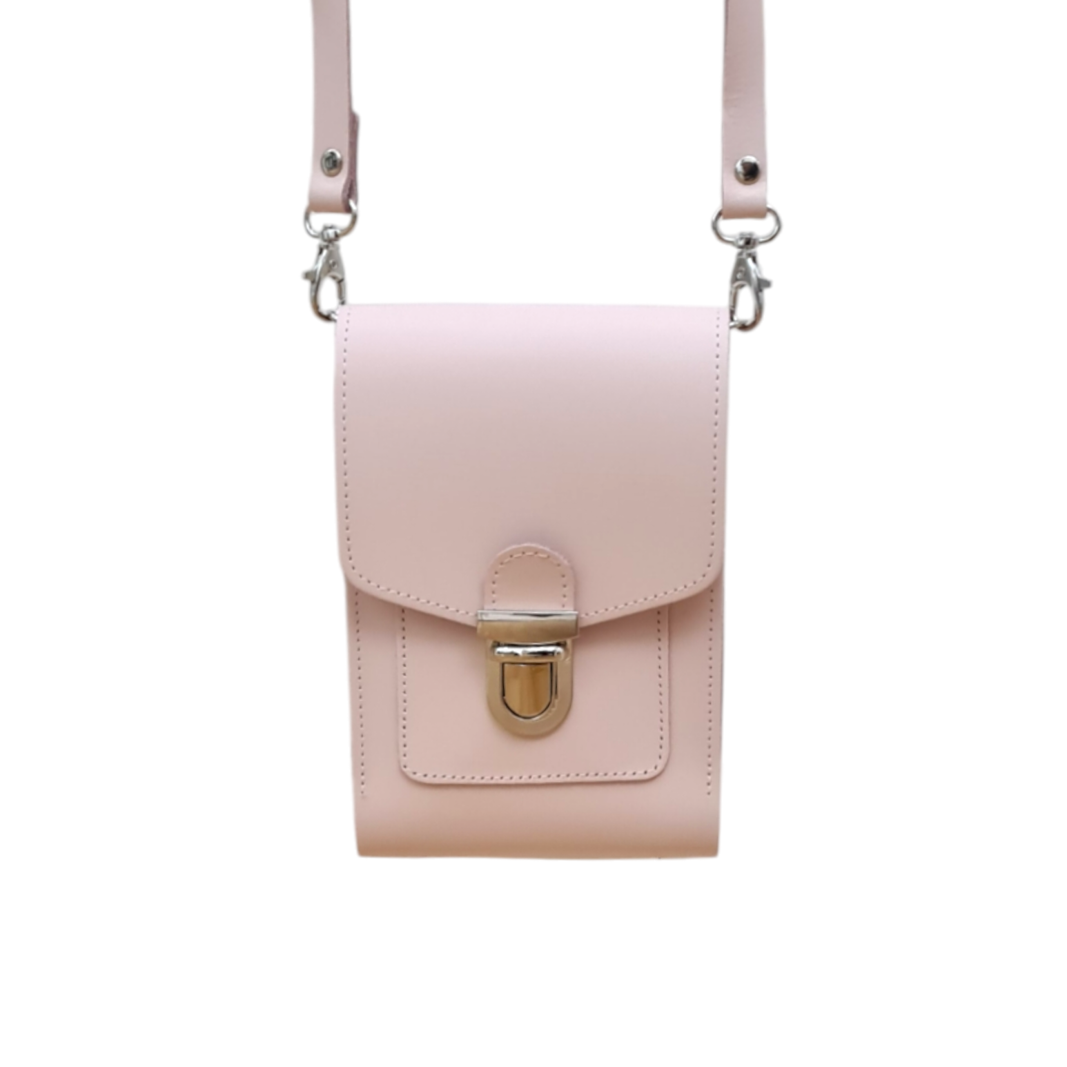 Luxury handmade cherry blossom leather crossbody phone case by Zatchels, featuring an adjustable strap and elegant minimalist design.