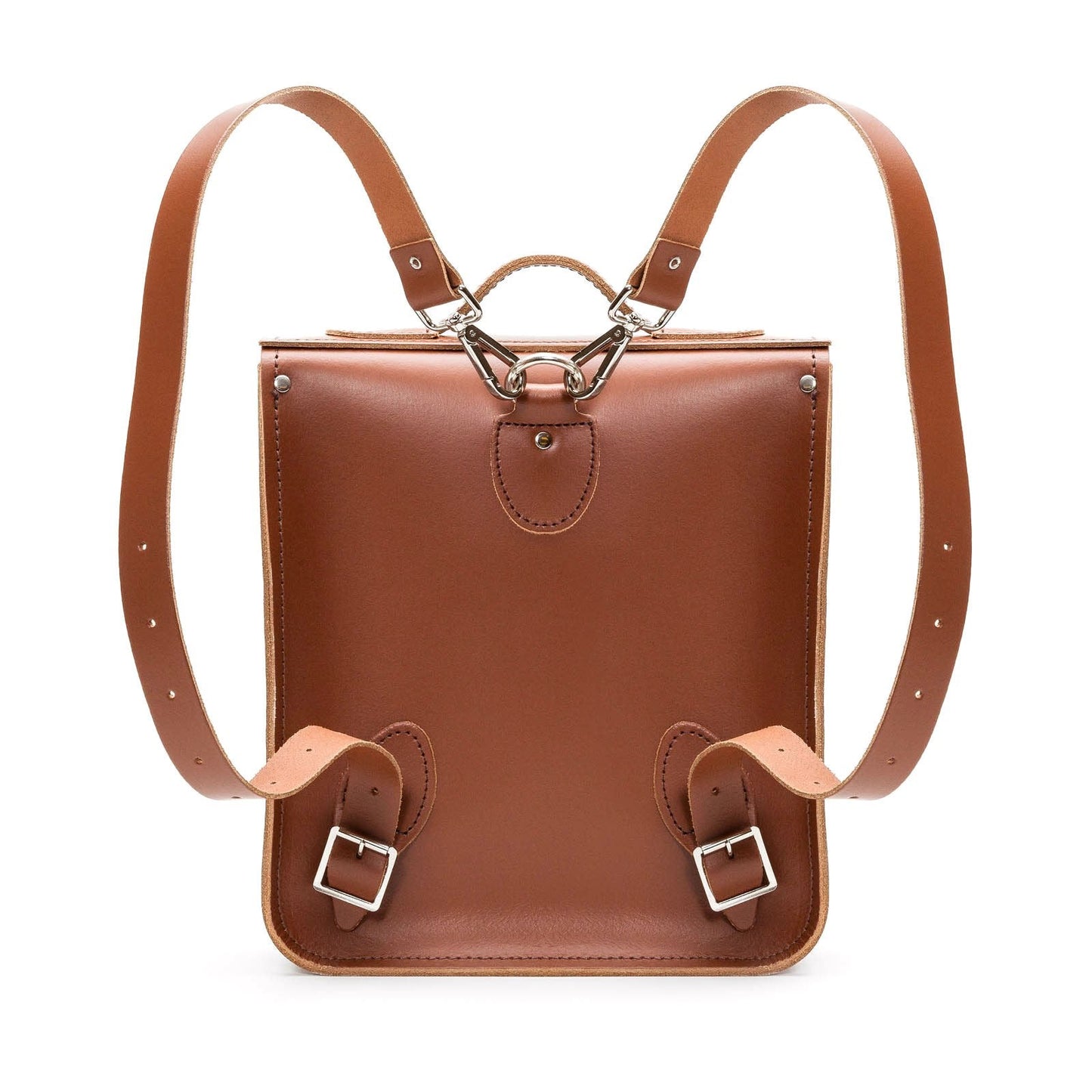 Stylish Handmade Chestnut Leather City Backpack in small size, perfect for everyday use, highlighting adjustable straps and customizable options for personal style.