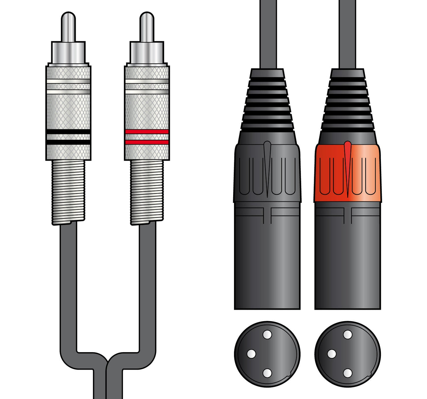 Citronic Twin 2 x RCA Plugs to 2 x XLR Male Cable 1.5m