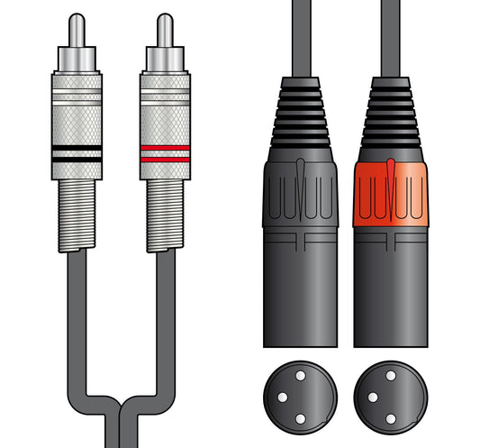 Citronic Twin 2 x RCA Plugs to 2 x XLR Male Cable 1.5m