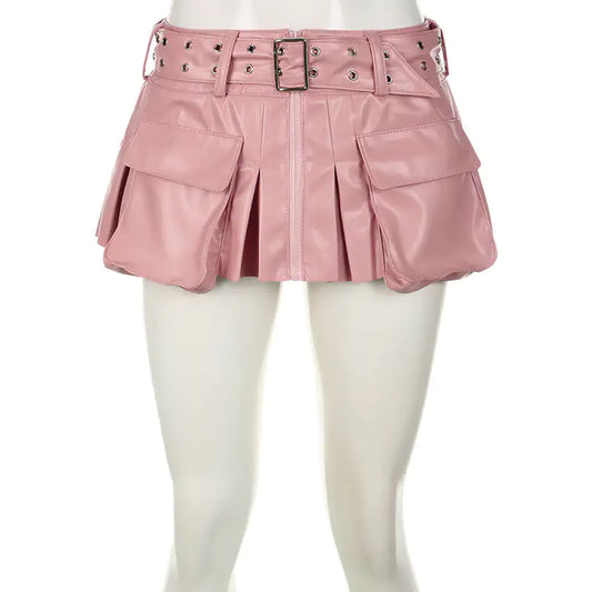 Women's Chic Streetwear fashion Leather Mini Skirt