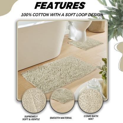 Detailed view of the Como 2 Piece Bath Mat Set, highlighting the absorbent cotton texture and elegant aesthetic for sophisticated bathroom decor.