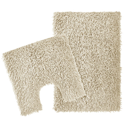 Como 2 Piece Natural Bathroom Mats Set in luxurious cotton, showcasing the super absorbent and plush bath mat for elegant bathrooms.