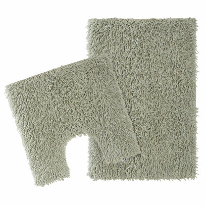 Como 2 Piece Sage Green Bathroom Mat Set featuring super absorbent cotton, showcasing luxury and comfort in a stylish bathroom setting.