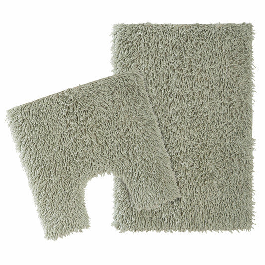 Como 2 Piece Sage Green Bathroom Mat Set featuring super absorbent cotton, showcasing luxury and comfort in a stylish bathroom setting.